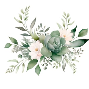 Paquete de imágenes prediseñadas de flores de guirnalda 15 PNG de alta calidad, borde floral de acuarela, pegatinas, descarga digital, fabricación de tarjetas, artesanía de papel digital / 164