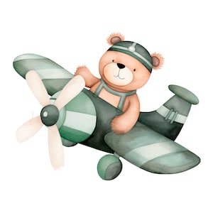 Teddy Bear Aviator Clipart PNG Bundle 15 JPG de alta calidad, descarga digital, pegatinas, fabricación de tarjetas, medios mixtos, artesanía de papel digital/46