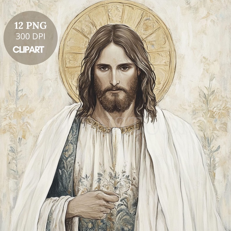 Watercolor Jesus Christ Clipart Bundle | Vintage Religious PNG (digital ...