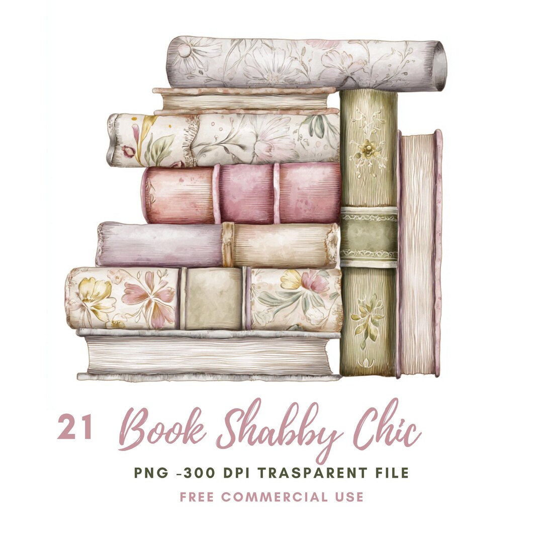 Floral Book Clipart Bundle 21 High Quality PNG | Shabby Chic Nook ...