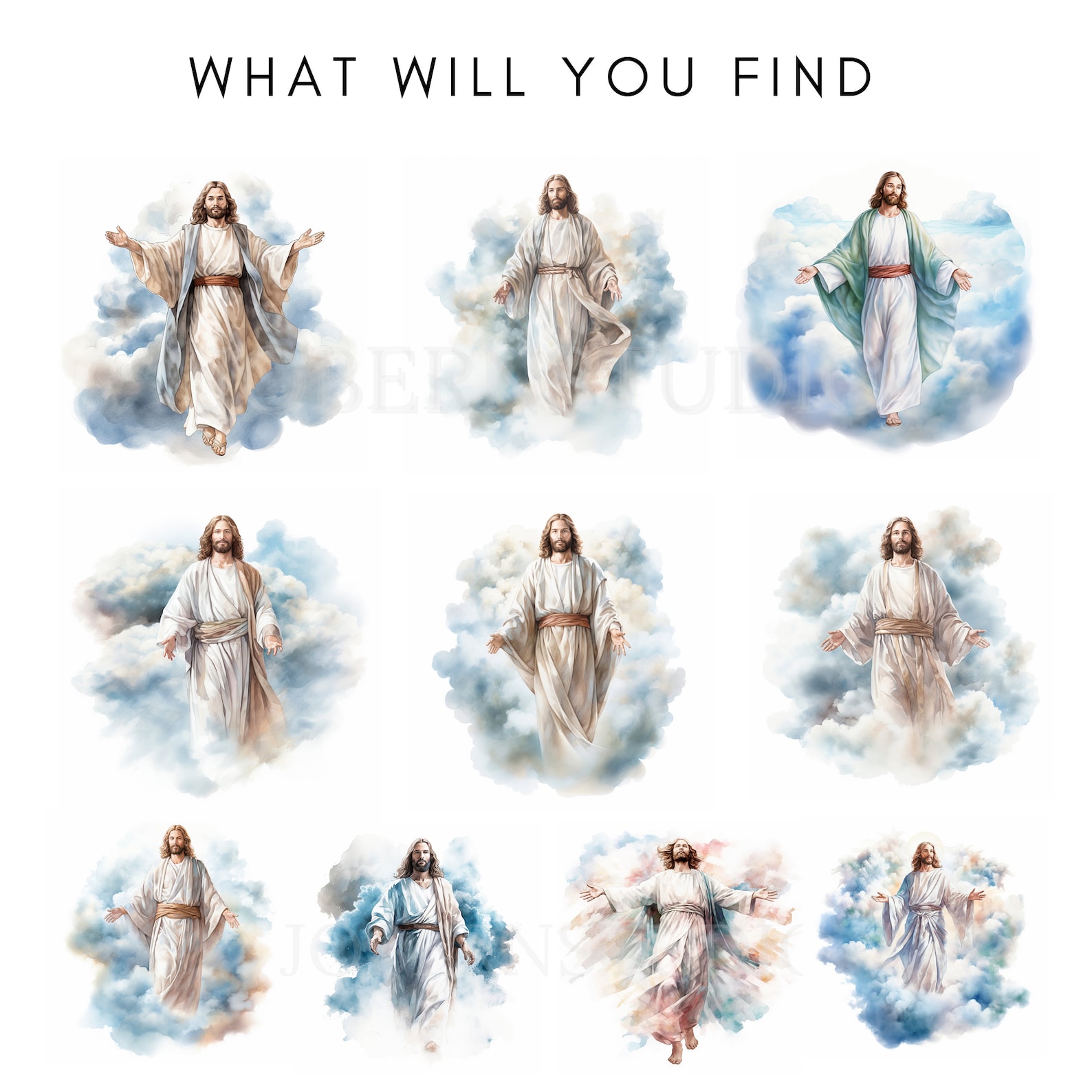 Jesus Christ Clipart Bundle 15 High Quality Png,watercolor Jesus on ...