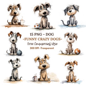 Crazy Dog Clipart PNG Bundle 15 High Quality JPG,Funny Grumpy Dogs Coffee,Digital Download,Card Making,Mixed Media,Digital Paper Craft| 112