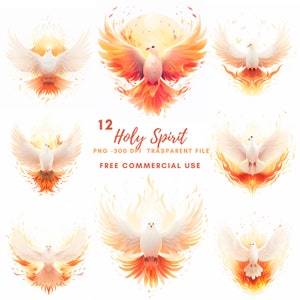 Heiliger Geist Clipart Bundle 12 hochwertige PNG, Aquarell Taube von Pfingsten, druckbare Aufkleber, digitaler Download, Kartenherstellung, Mixed Media | 388