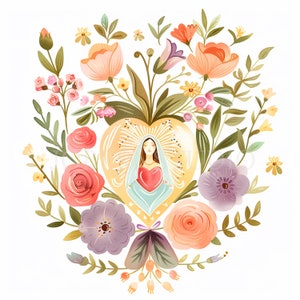 Heilig hart clipart bundel 15 hoge kwaliteit PNG, aquarel Jezus Maria, digitale download, kaart maken, gemengde media, digitaal papier ambacht | 263