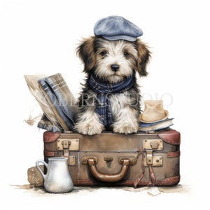 Crazy Dog Clipart PNG Bundle 15 JPG de alta calidad, perros de viaje divertidos, descarga digital, fabricación de tarjetas, medios mixtos, artesanía de papel digital / 125
