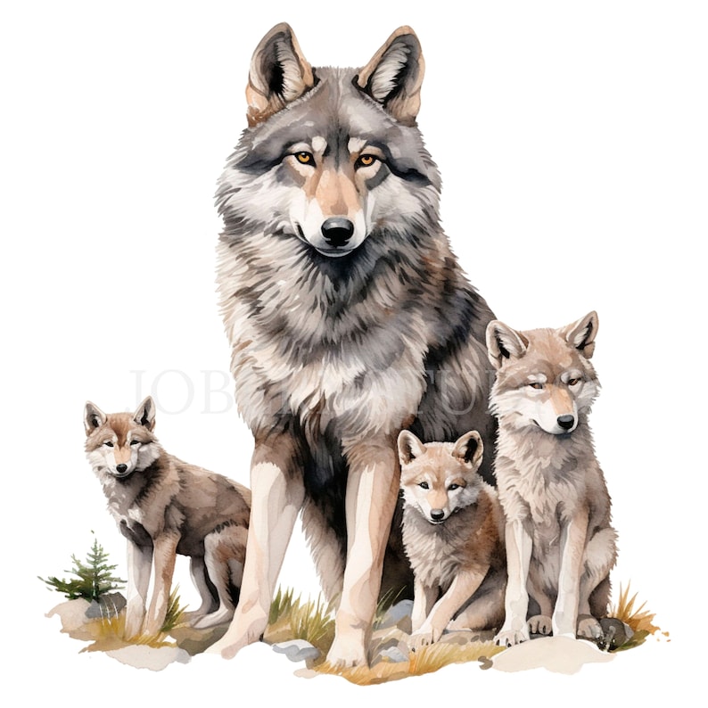 Wolf Family Clipart Png,bundle 15 High Quality Jpg,digital Download ...