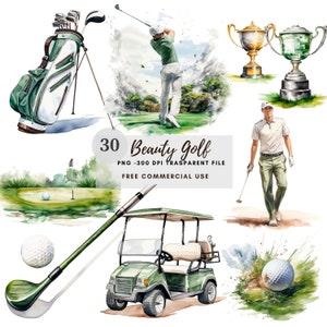 Golf Clipart PNG, paquete 30 de alta calidad, acuarela deporte golf descarga digital, fabricación de tarjetas, artesanía de papel digital, pegatina imprimible/122