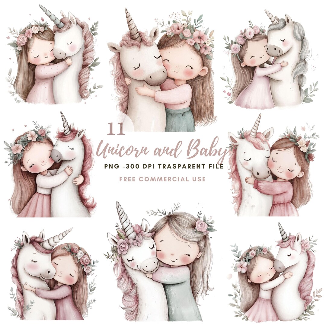 Unicorn and Baby Clipart PNG Bundle 11 High Quality PNG |fantasy Animal ...