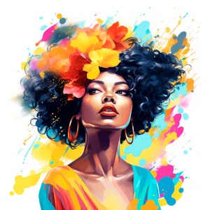 Femme noire Clipart PNG, lot de 11 haute qualité, aquarelle, téléchargement numérique, autocollants imprimables, fabrication de cartes, créations numériques en papier | 250