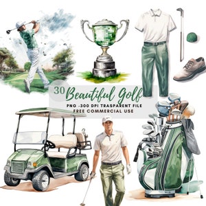 Golf clipart PNG, bundel 30 hoge kwaliteit, aquarel sport golf digitale download, kaart maken, digitaal papier ambacht, afdrukbare sticker | 122