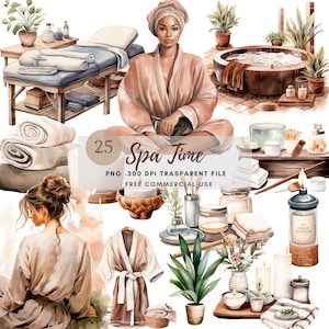 Cozy Winter Spa Clipart PNG,Bundle 25 JPG de haute qualité,Téléchargement numérique, Fabrication de cartes, Médias mixtes, Artisanat en papier numérique, Autocollants imprimables| 55