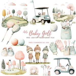 Babygolf clipart png, bundel 46 hoge kwaliteit, aquarel baby sport golf, digitale download, afdrukbare sticker Goodnotes | 655