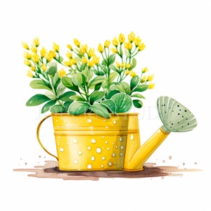 Lot de 10 cliparts fleur jaune PNG haute qualité, autocollant imprimable floral aquarelle, téléchargement numérique, fabrication de cartes, créations artisanales en papier numérique | 249