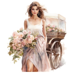 Florist Frau Clipart PNG, Bündel 15 hochwertige PNG, digitaler Download, Kartenherstellung, digitales Papiermodell, druckbare Aufkleber 413