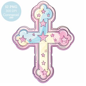 Pink Cross Clipart Bundle 10 PNG di alta qualità, Cute Cross Acquerello, Adesivo stampabile, Download digitale, Creazione di carte, Mestiere di carta digitale / 494