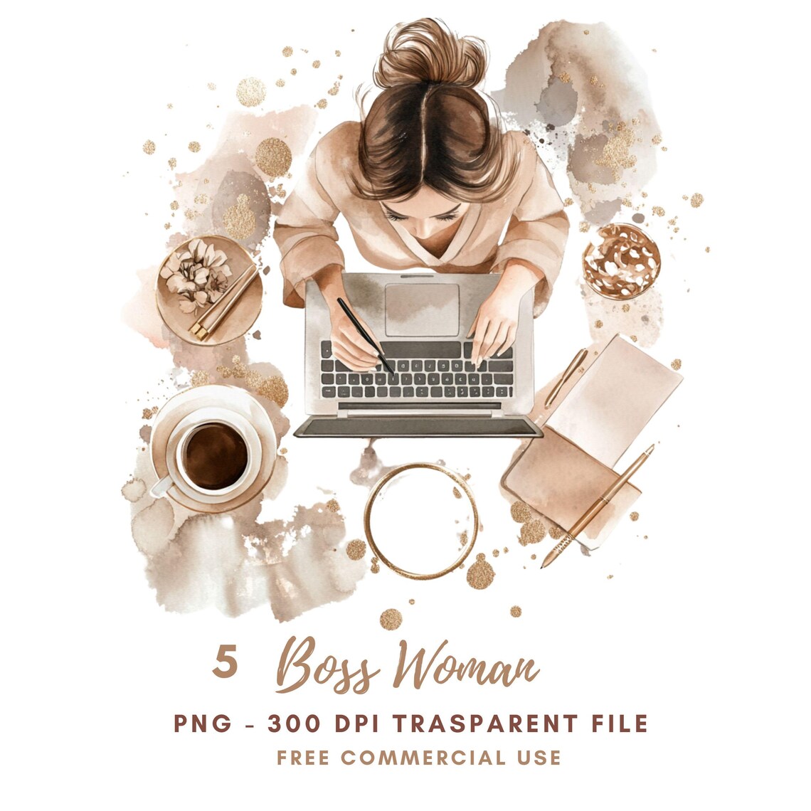 Watercolor Boss Woman Clipart Png,bundle 5 High Quality| Pink Relaxing ...