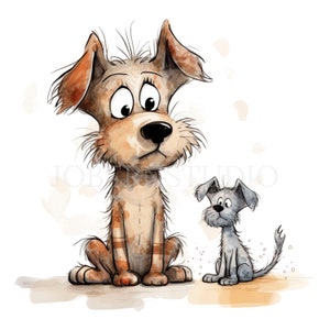 Crazy Dog Clipart PNG Bundle 15 hochwertige JPG, lustiger mürrischer Hund Kaffee, digitaler Download, Kartenherstellung, Mixed Media, digitales Papierhandwerk | 105