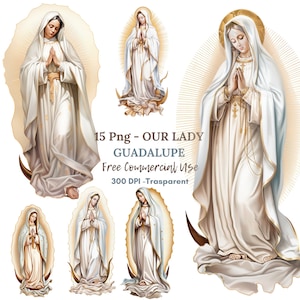 Nostra Signora di Guadalupe Clipart PNG,15 JPG di alta qualità,Download digitale,Adesivi stampabili,Creazione di cartoline, Supporti misti, Mestiere con carta digitale/ 47