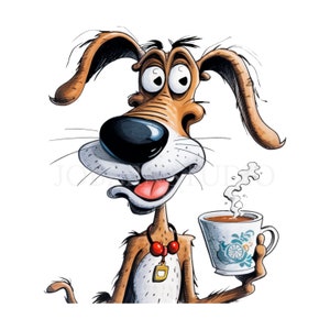 Crazy Dog Clipart PNG Bundle 15 JPG de alta calidad, café de perros gruñones divertidos, descarga digital, creación de tarjetas, medios mixtos, artesanía de papel digital / 102
