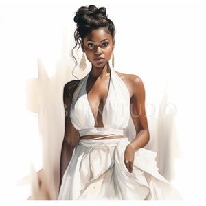 Black Woman Fashion Clipart PNG, Bundle 10 alta qualità, Bundle acquerello, Download digitale, Creazione di cartoline, Mestiere di carta digitale, Adesivi/195
