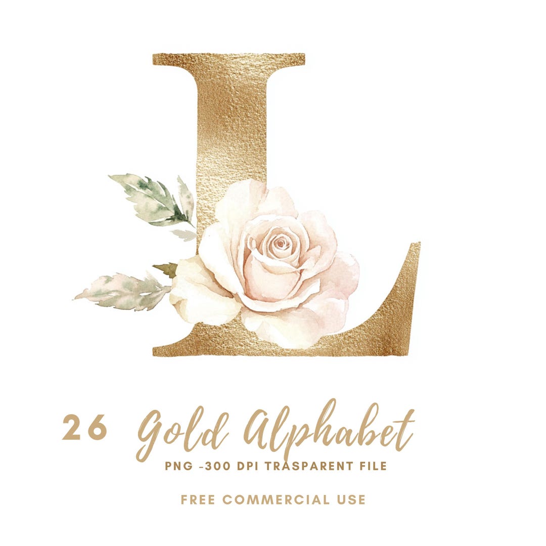 Floral Alphabet Letter Clipart Bundle 26 High Quality PNG, Watercolor ...