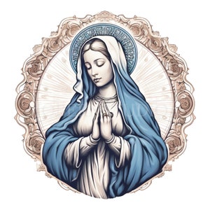 Clipart Vergine Maria, bundle 15 PNG di alta qualità, clip art acquerello JPG, download digitale, creazione di cartoline, supporti misti, artigianato in carta digitale/ 35