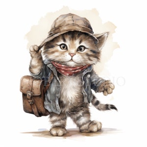 Verrückte Katze Clipart PNG Bundle 15 hochwertige JPG, lustige Reise Katzen, digitaler Download, Kartenherstellung, Mixed Media, digitales Papierhandwerk | 123