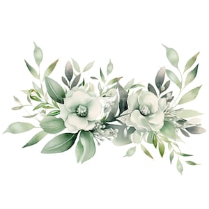 Paquete de imágenes prediseñadas de flores de guirnalda 15 PNG de alta calidad, borde floral de acuarela, pegatinas, descarga digital, fabricación de tarjetas, artesanía de papel digital / 164