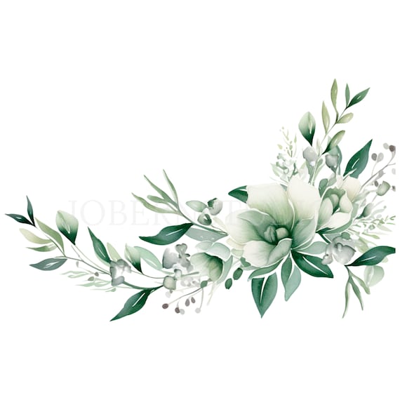 Girlande Blumen Clipart Bundle 15 hochwertige PNG, Aquarell Blumenrand, Aufkleber, digitaler Download, Kartenherstellung, digitales Papierfertigkeit 164