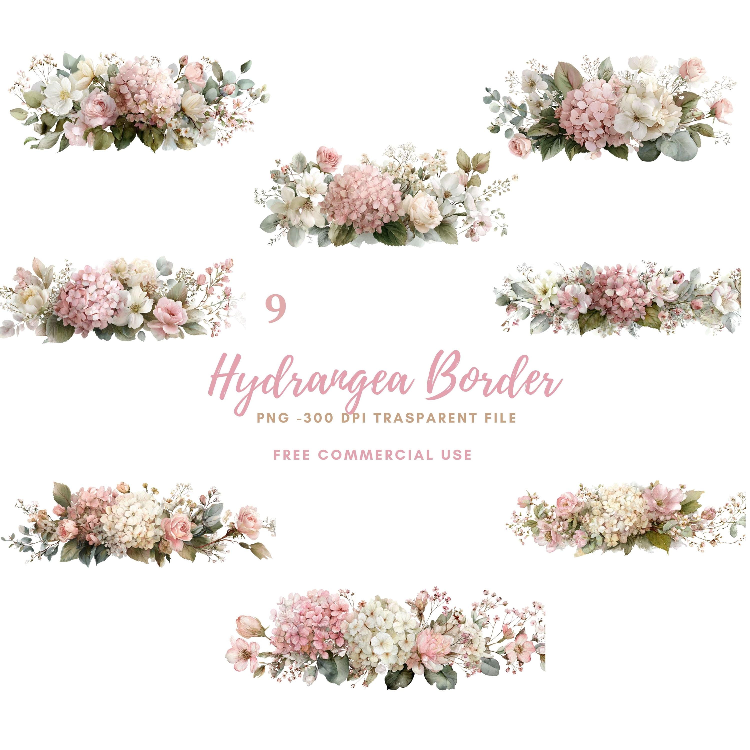 Hydrangea Border Clipart Bundle 9 High Quality Png|watercolor Hydrangea ...