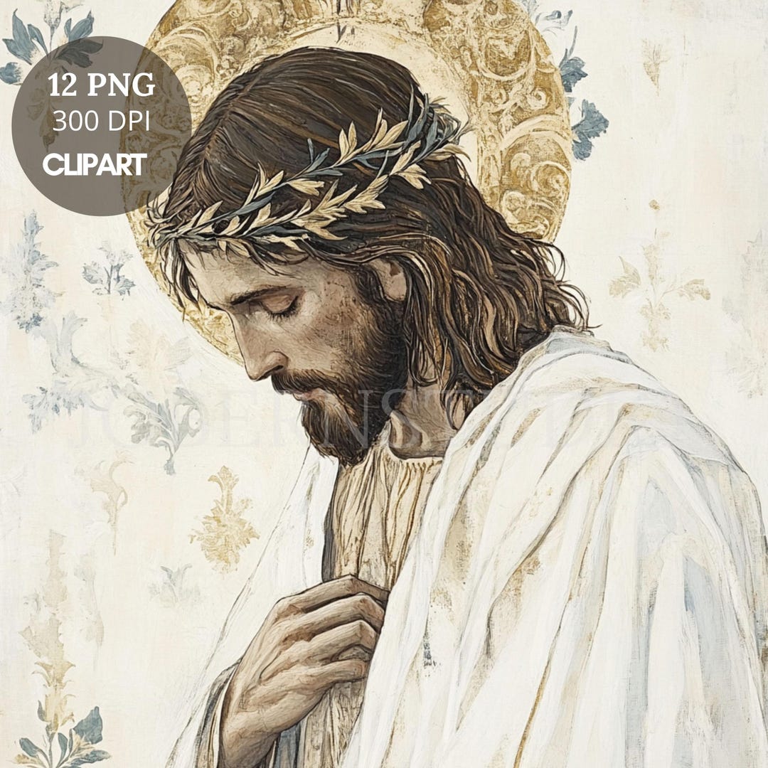 Jesus Christ Clipart Bundle 15 High Quality PNG | Watercolor Vintage ...