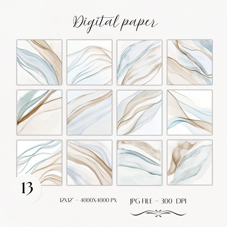 Abstract Digital Paper Pack -13 Soft Color Scrapbook Junk Journal ...
