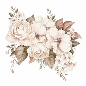 Pacchetto di clipart Rose Garland 15 PNG di alta qualità, Bordo di ortensia acquerello, Adesivo stampabile, Download digitale, Creazione di carte, Carta digitale/317