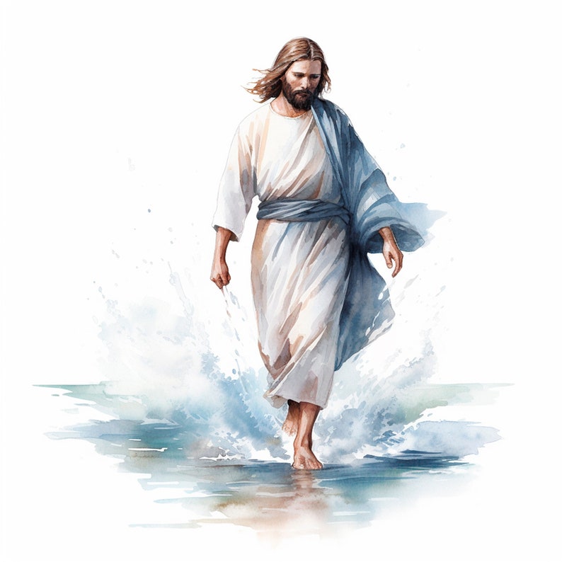 Jesus Christ Clipart Bundle 15 High Quality Png,watercolor Jesus on Sea ...
