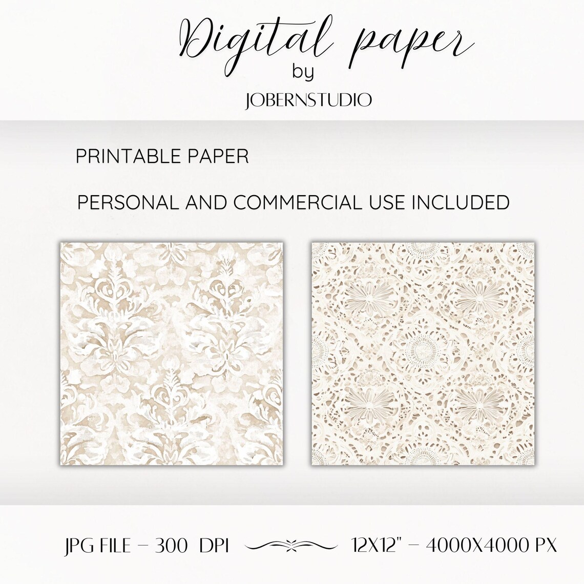 White Lace Digital Paper Pack-16 Vintage Scrapbook Junk Journal Papers ...