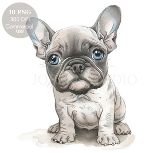 French Bulldog Puppy Clipart PNG Bundle 15 High Quality, Watercolor Baby Dog,digital Download ...