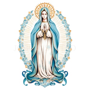 Clipart Vergine Maria, bundle 15 PNG di alta qualità, clip art acquerello JPG, download digitale, creazione di cartoline, supporti misti, artigianato in carta digitale/ 35