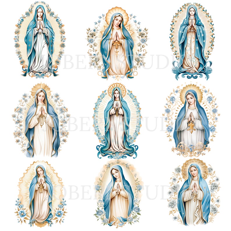 Virgin Mary Clipart,bundle 15 High Quality Png,watercolor Clip Art Jpg ...