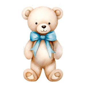 Teddy Bear Aquarelle Clipart PNG,25 JPG de haute qualité, Téléchargement numérique, Fabrication de cartes, Licence commerciale, Digital Paper Craft| 2