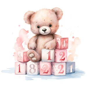 Pink Teddy Bear Clipart PNG, Paquete 15 JPG de alta calidad, Descarga digital, Fabricación de tarjetas, Medios mixtos, Artesanía de papel digital/ 27