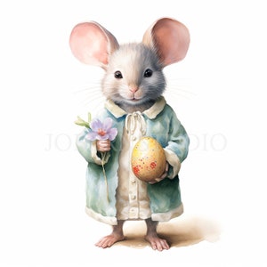 Pâques souris Clipart PNG Bundle 10 de haute qualité, aquarelle pastel de Pâques, téléchargement numérique, fabrication de cartes, techniques mixtes, créations numériques en papier | 231