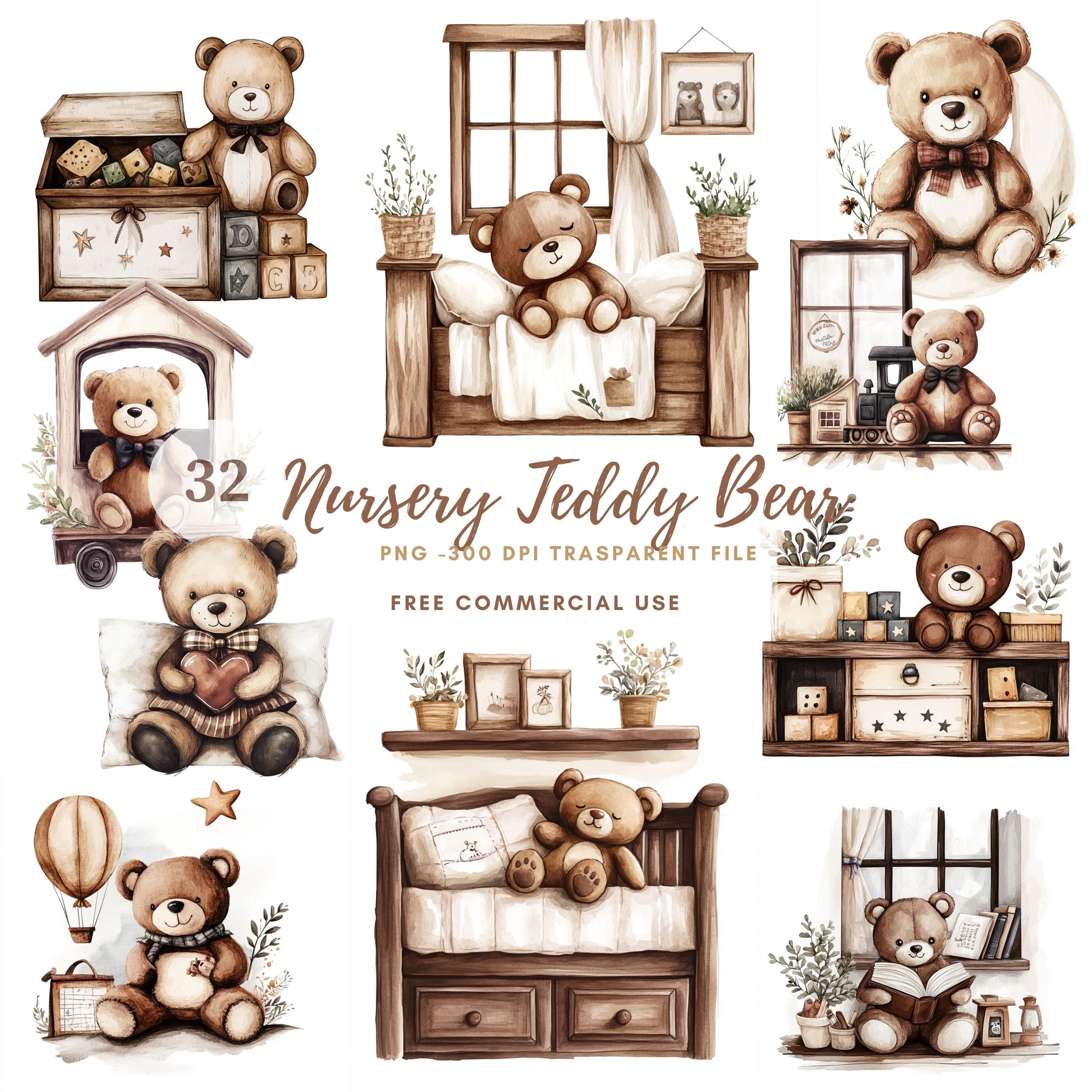 Brown Teddy Bear Nursery Clipart PNG| Bundle 32 High Quality ...