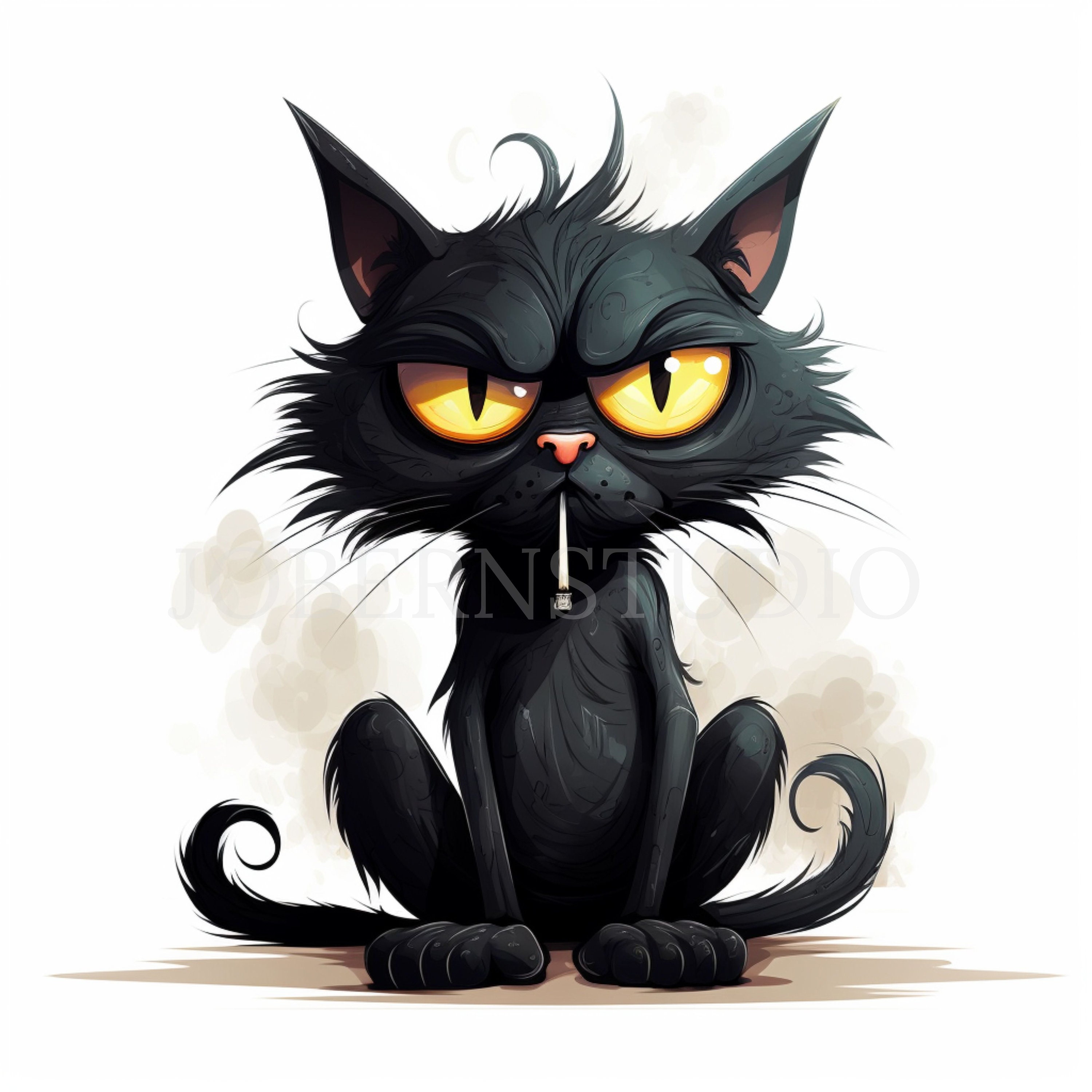 Crazy Black Cats Clipart PNG Bundle 10 High Quality Jpg,funny Grumpy ...