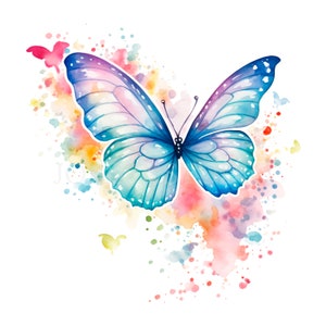 Aquarell Schmetterlinge Clipart PNG Bundle 20 hohe Qualität, Schmetterling, digitaler Download, Kartenherstellung, Mixed Media, digitales Papierhandwerk | 162