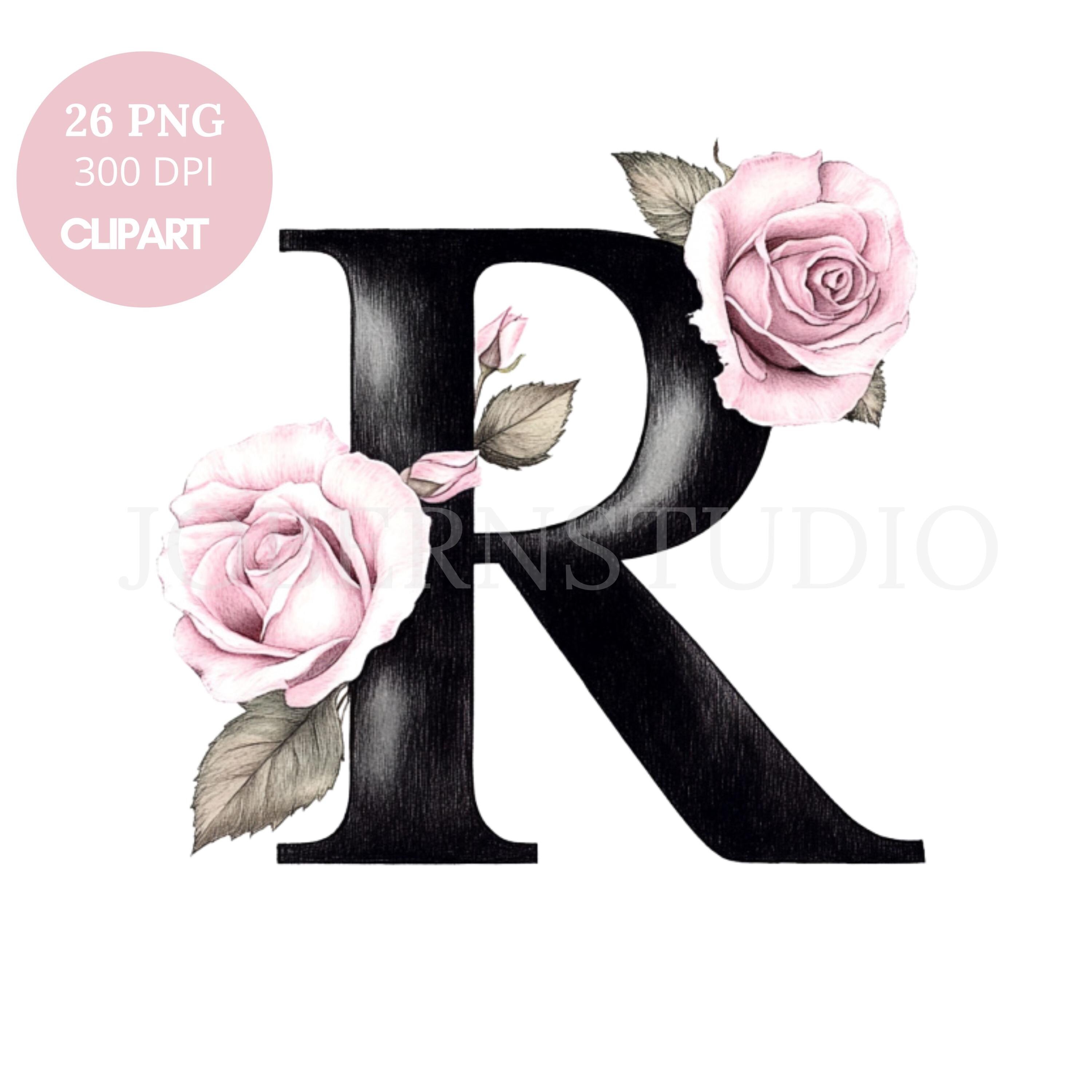 Floral Alphabet Letter A-Z Clipart Bundle 26 High Quality Png