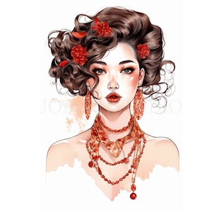 Clipart donna giapponese PNG, bundle 10 JPG di alta qualità, download digitale, creazione di biglietti, creazione di carta digitale, adesivi stampabili/ 182