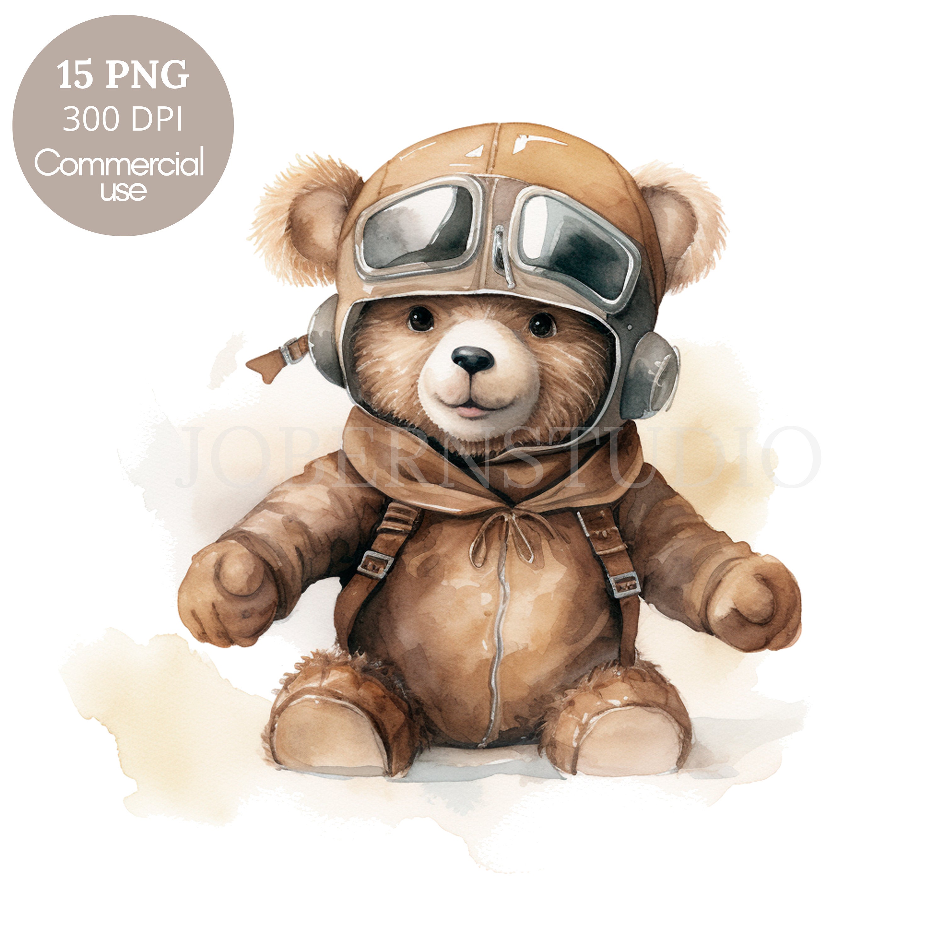 Teddy Bear Aviator Clipart PNG Bundle 15 High Quality,brown Teddy