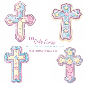 Pink Cross Clipart Bundle 10 PNG di alta qualità, Cute Cross Acquerello, Adesivo stampabile, Download digitale, Creazione di carte, Mestiere di carta digitale / 494