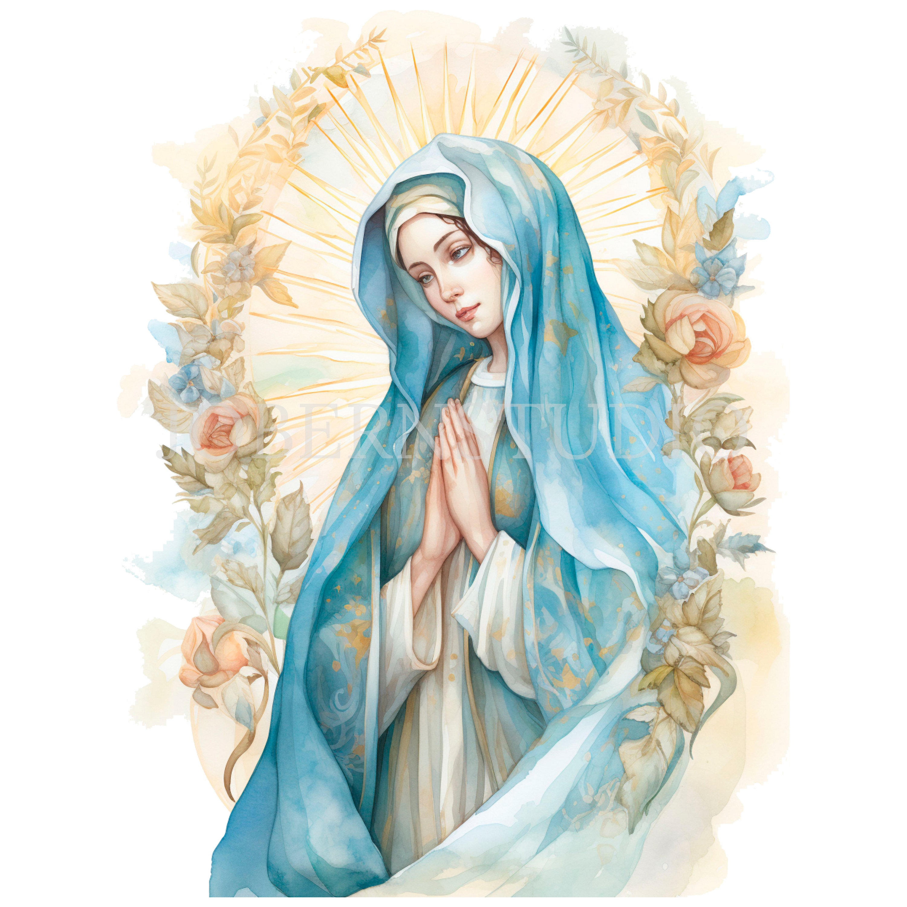Virgin Mary Clipart,bundle 10 High Quality Png,watercolor Vintage Holy ...