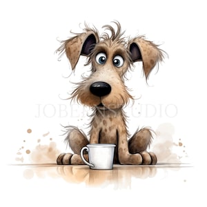 Crazy Dog Clipart PNG Bundle 15 JPG de alta calidad, café de perros gruñones divertidos, descarga digital, creación de tarjetas, medios mixtos, artesanía de papel digital / 112